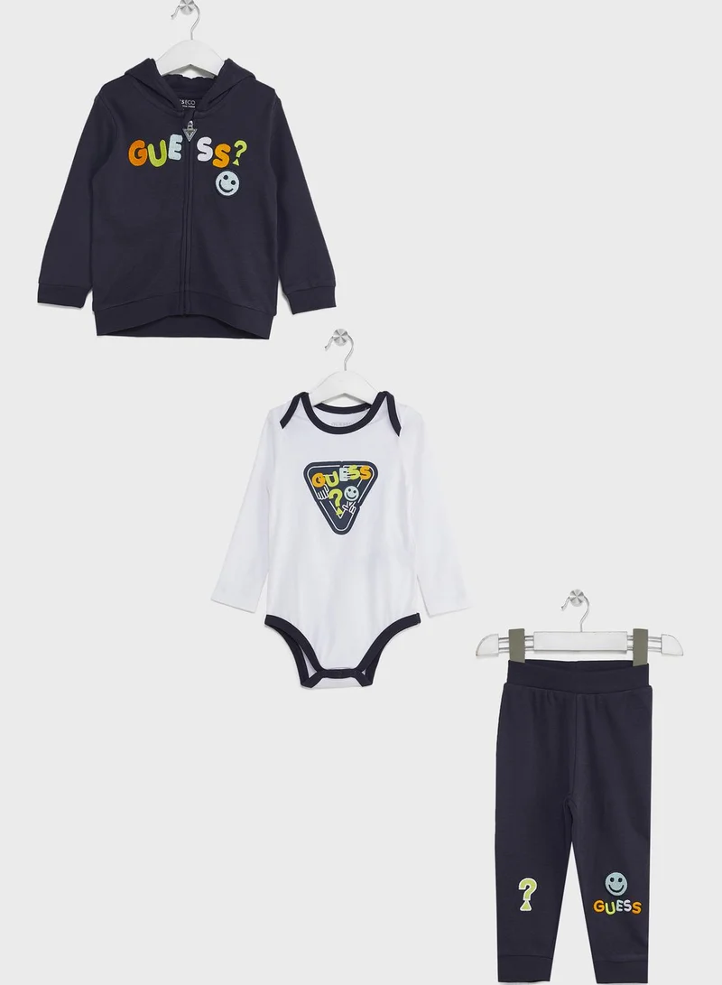 GUESS Infant Hoodie, Bodysuit & Pants Set