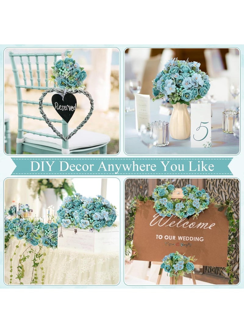 قطعتان من زهور الورد الصناعية للزفاف، ورد مزيف، باقة كوبية من الحرير، زهور كاذبة للتزيين في الحفلات والزفاف، تزيين منزلي وزهور للمركز على الطاولة - Image 5