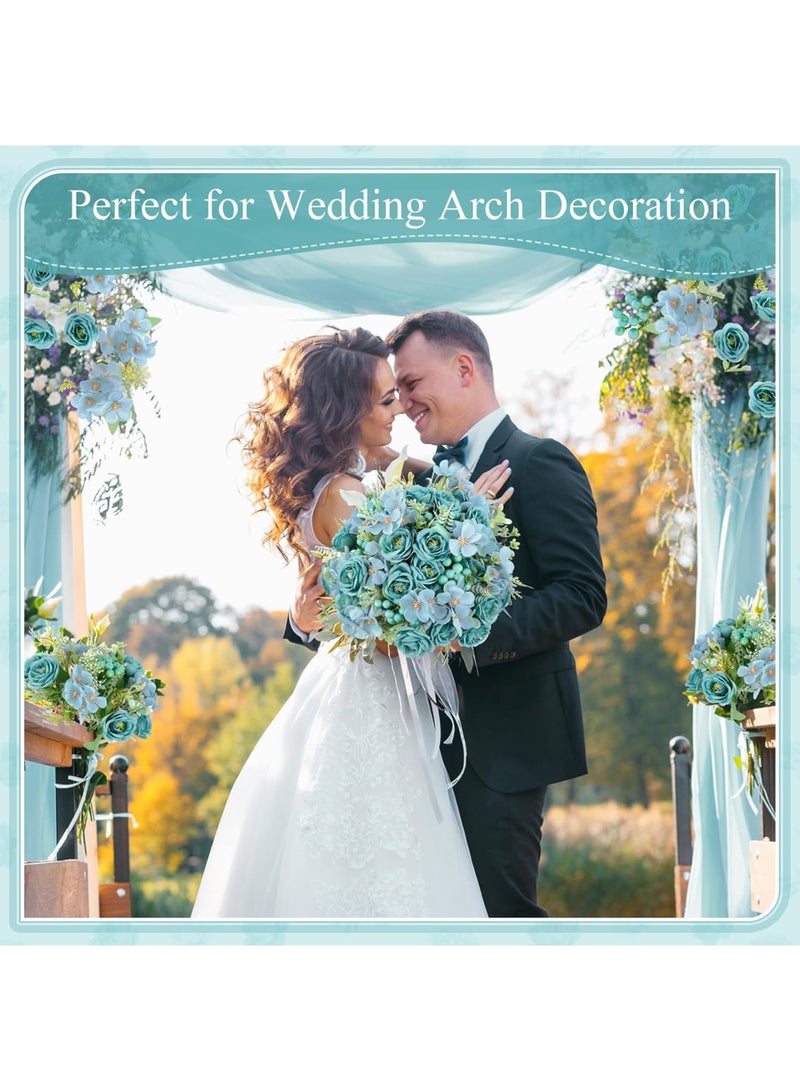 قطعتان من زهور الورد الصناعية للزفاف، ورد مزيف، باقة كوبية من الحرير، زهور كاذبة للتزيين في الحفلات والزفاف، تزيين منزلي وزهور للمركز على الطاولة - Image 3