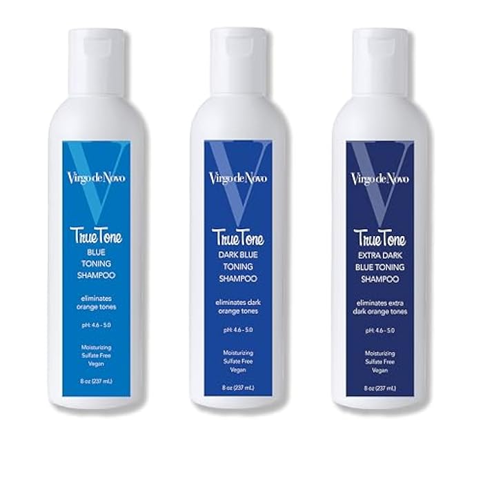 Virgo de Novo Dark Blue Toning Shampoo 8 oz – Neutralizes Orange & Brassy Tones in Lightened Brunette, Brown & Balayage Hair – Non-Drying, Sulfate-Free, Vegan, Color-Safe Cleanser, 8 oz - Image 4