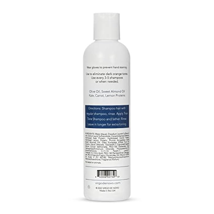 Virgo de Novo Dark Blue Toning Shampoo 8 oz – Neutralizes Orange & Brassy Tones in Lightened Brunette, Brown & Balayage Hair – Non-Drying, Sulfate-Free, Vegan, Color-Safe Cleanser, 8 oz - Image 2