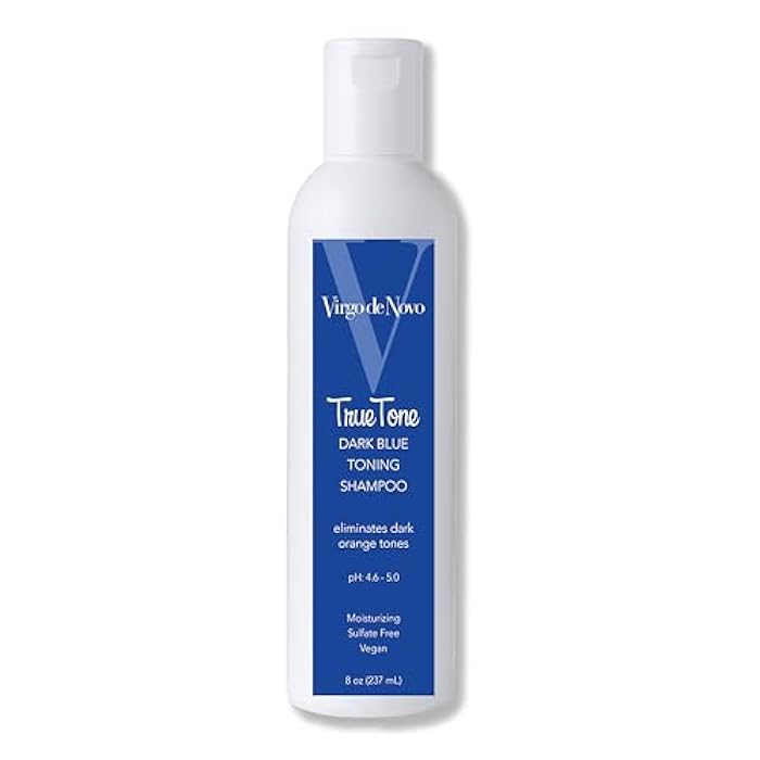 Virgo de Novo Dark Blue Toning Shampoo 8 oz – Neutralizes Orange & Brassy Tones in Lightened Brunette, Brown & Balayage Hair – Non-Drying, Sulfate-Free, Vegan, Color-Safe Cleanser, 8 oz - Image 1