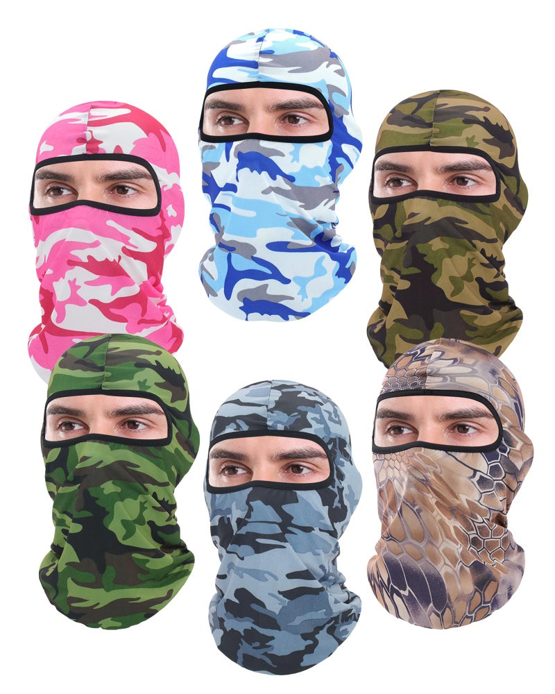Xeoxarel 6 Pack Balaclava Ski Mask, Cooling Neck Gaiter, UV Protector Motorcycle Ski Scarf for Men/Women, Camo - Image 1