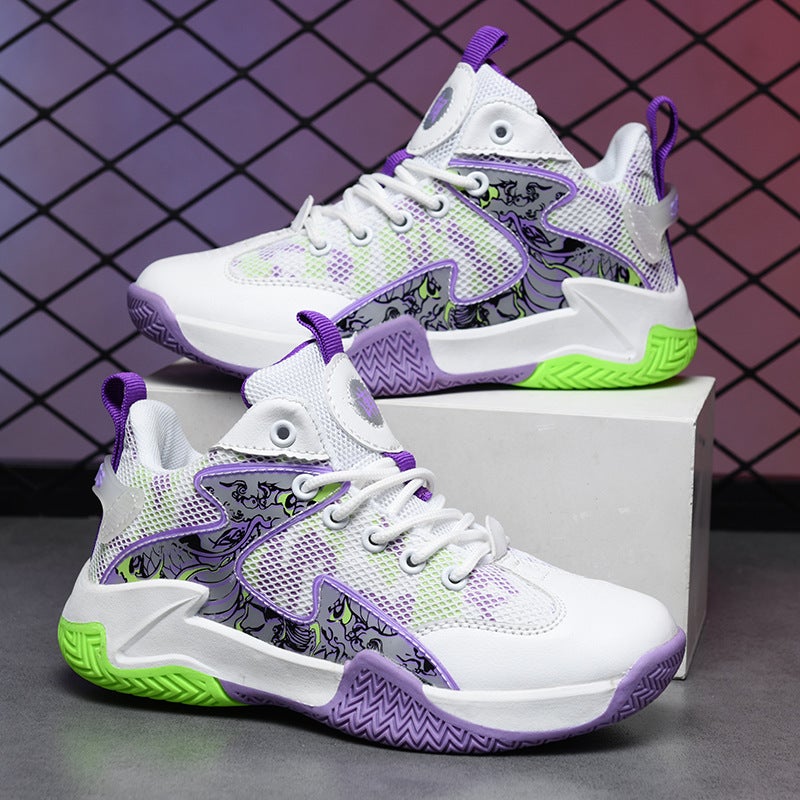 Jinjiang Youth Sports Basketball Shoes Boys Mesh Breathable Professional Training Shoes Running Non-Slip Tpr - Image 3