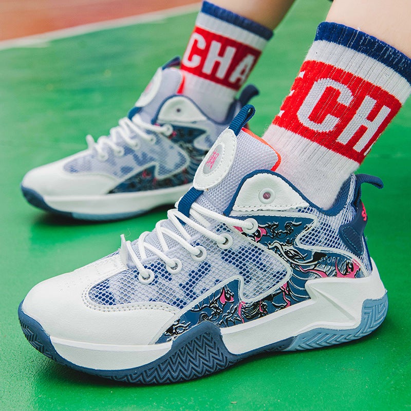 Jinjiang Youth Sports Basketball Shoes Boys Mesh Breathable Professional Training Shoes Running Non-Slip Tpr - Image 1