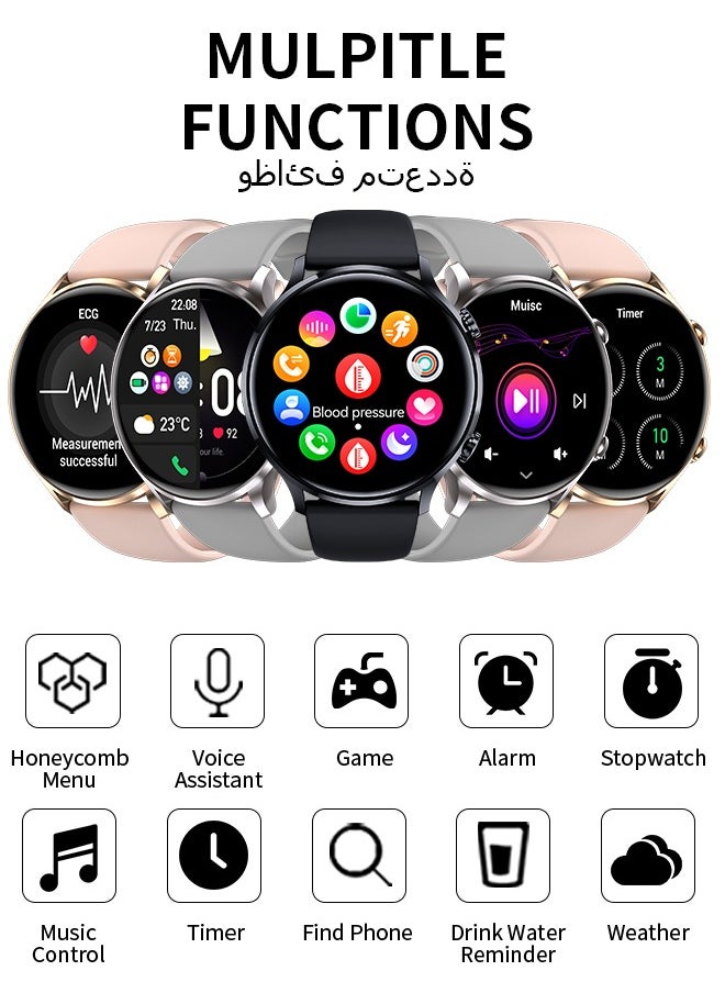WAPIK - Korean Brand Smart Watch Y5，Business Smartwatch, Waterproof Fitness Watch, Bluetooth Calling, Compatible with Android and iOS,Smartwatch For Men, Zinc Alloy Vacuum Plating, Heart Rate Monitoring，Gold - Image 1