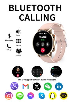 WAPIK Korean Brand Smart Watch Y5，Business Smartwatch, Waterproof Fitness Watch, Bluetooth Calling, Compatible with Android and iOS,Smartwatch For Men, Zinc Alloy Vacuum Plating, Heart Rate Monitoring，Gold  - Image 2