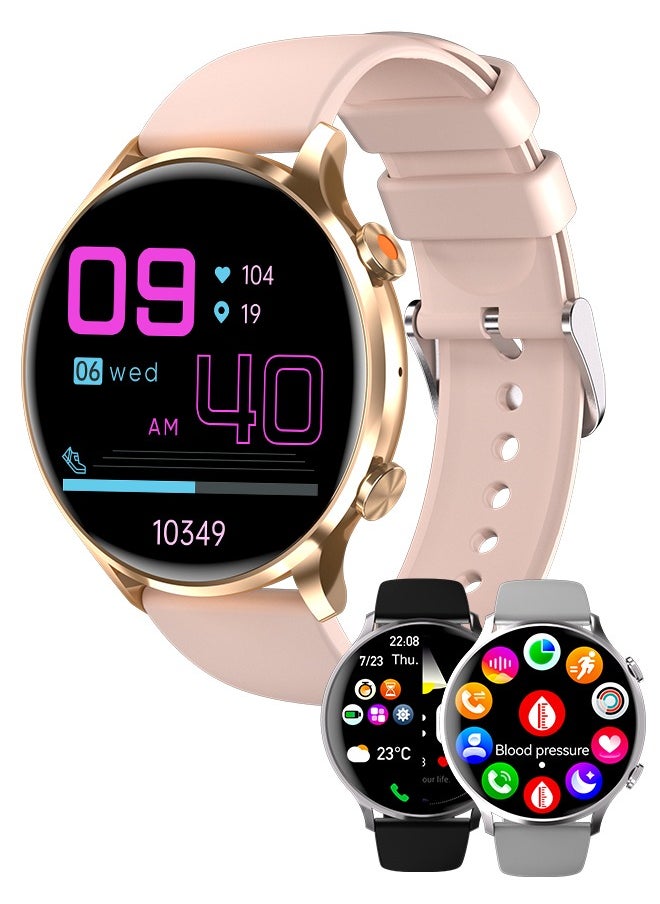 WAPIK - Korean Brand Smart Watch Y5，Business Smartwatch, Waterproof Fitness Watch, Bluetooth Calling, Compatible with Android and iOS,Smartwatch For Men, Zinc Alloy Vacuum Plating, Heart Rate Monitoring，Gold - Image 1