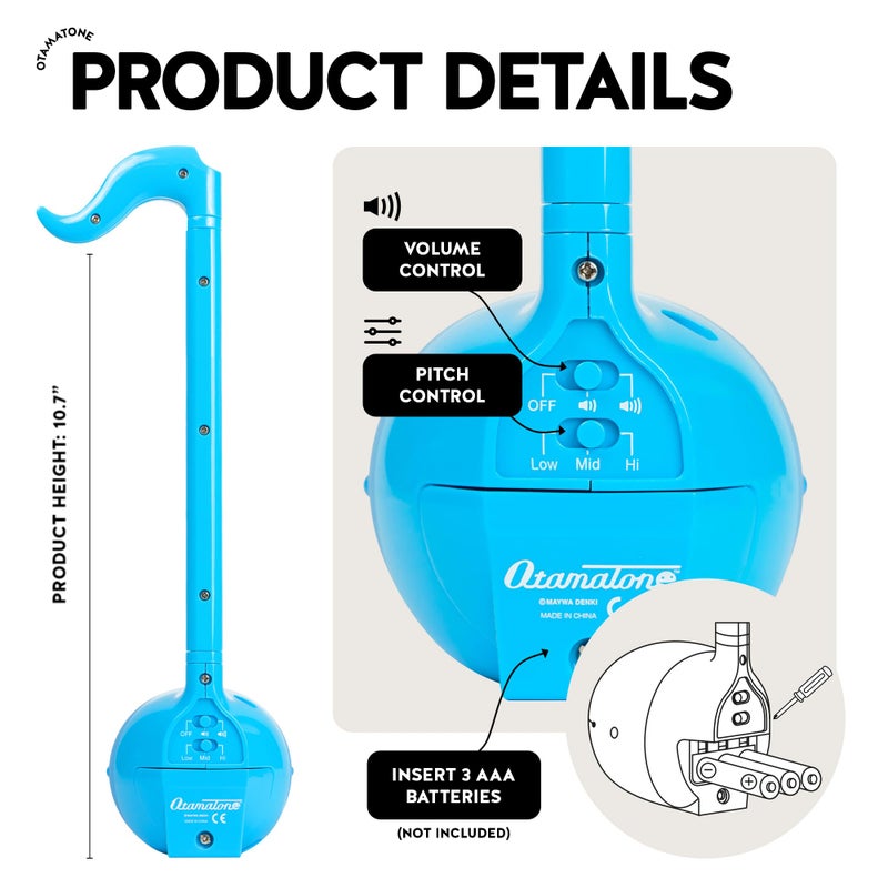 Otamatone أوتاماتون آلة موسيقية إلكترونية يابانية محمولة من استوديو مايو دينكي، حائزة على جوائز، هدية تعليمية ممتعة للأطفال والمراهقين والبالغين - أزرق - Image 4
