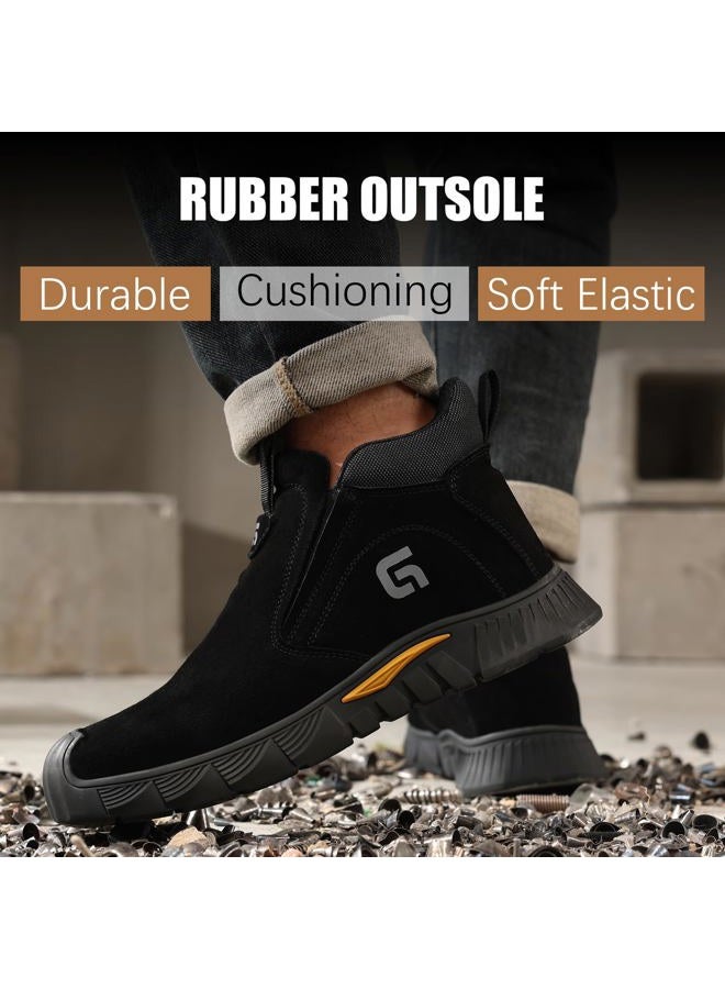 GLANOUDUN Welding Work Boots for Men Slip on Steel Toe Shoes for Men Indestructible Steel Toe Boots Welder Men's Working Shoes Fireproof Safety Footwear for Construction Men's Work & Safety Footwear - Image 2