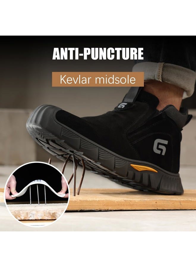 GLANOUDUN Welding Work Boots for Men Slip on Steel Toe Shoes for Men Indestructible Steel Toe Boots Welder Men's Working Shoes Fireproof Safety Footwear for Construction Men's Work & Safety Footwear - Image 5