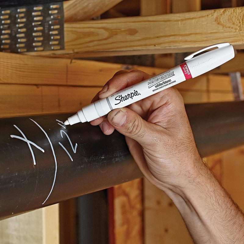 Sharpie Oil-Based Paint Marker, Medium Point, White Ink, Pack of 3 - Image 2