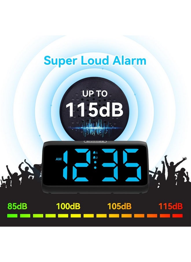 Netzu - Loud Alarm Clocks For Bedrooms, Heavy Sleepers Alarm Clock With Dual Alarms, Bold Digits, 5 Dimmers, 4 Volumes, Snooze, Bedside Clock For Deep Sleepers Kids Teens Seniors, Plug In Clock, Easy To Set - Image 1
