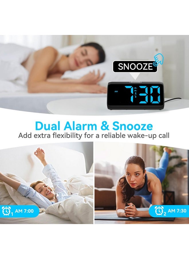 Netzu - Loud Alarm Clocks For Bedrooms, Heavy Sleepers Alarm Clock With Dual Alarms, Bold Digits, 5 Dimmers, 4 Volumes, Snooze, Bedside Clock For Deep Sleepers Kids Teens Seniors, Plug In Clock, Easy To Set - Image 1