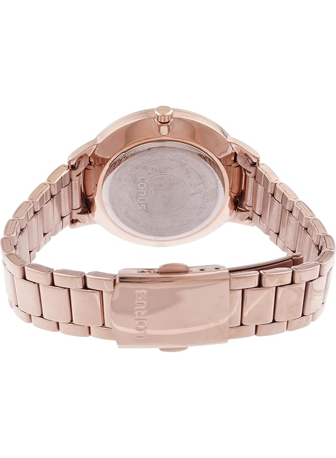 لوراس ساعة كوارتز تناظرية من الفولاذ المقاوم للصدأ بمينا أشعة الشمس باللون الوردي الفاتح للنساء RG224TX9 - Image 2