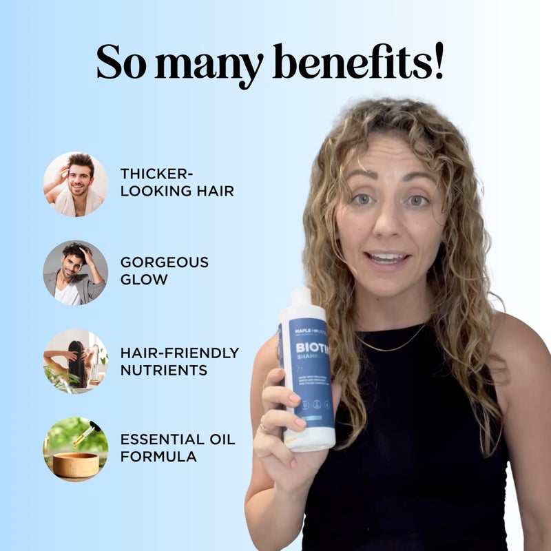 Maple Holistics Rosemary and Biotin Shampoo for Thinning Hair - Vegan Volumizing Shampoo for Fine Hair with B Vitamins Argan Oil & Tea Tree Essential Oil - Paraben Silicone and Sulfate Free Vegan Formula (8 Fl Oz) - Image 3