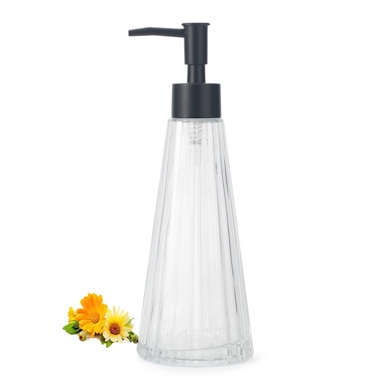 IVAILEX 10oz300ml Hand Soap Dispenser Bathroom Kitchen Soap Dispenser Glass Soap Dispenser with Black Rust Proof Pump Liquid Soap Dispenser with Elegant and Beautiful Color clear