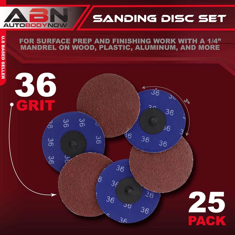 ABN Aluminum Oxide Sanding Discs 25-Pack, 3in, 36 Grit - Metal Sanding Wheels for Surface Prep and Finishing Work - Image 2