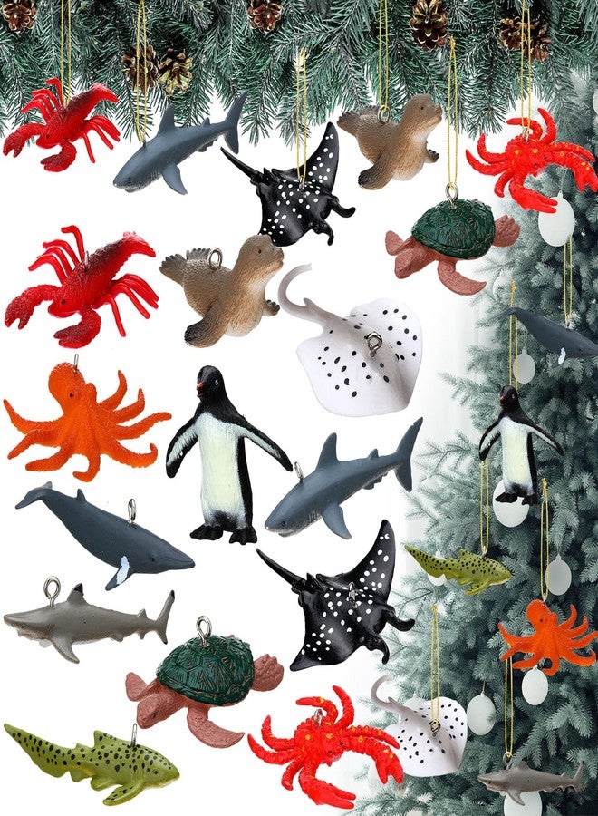 Vercraft 12 Pcs Christmas Ornament Ocean Beach Tree Decorations Coastal Plastic Animal for Christmas Tree Hanging Ornaments Beach Theme Home Holiday Decor - Image 1