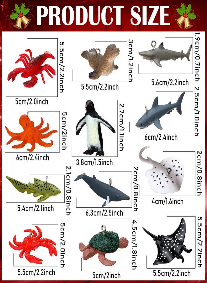 Vercraft 12 Pcs Christmas Ornament Ocean Beach Tree Decorations Coastal Plastic Animal for Christmas Tree Hanging Ornaments Beach Theme Home Holiday Decor - Image 2