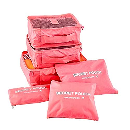 LOSOFY Water Resistant Mesh Clothing Laundry Bag StorageCloth Organizer Pouch Laundry Zipper Bags Travel Organizer Bag Case Traveling with 6Piece Packing Cubes Set