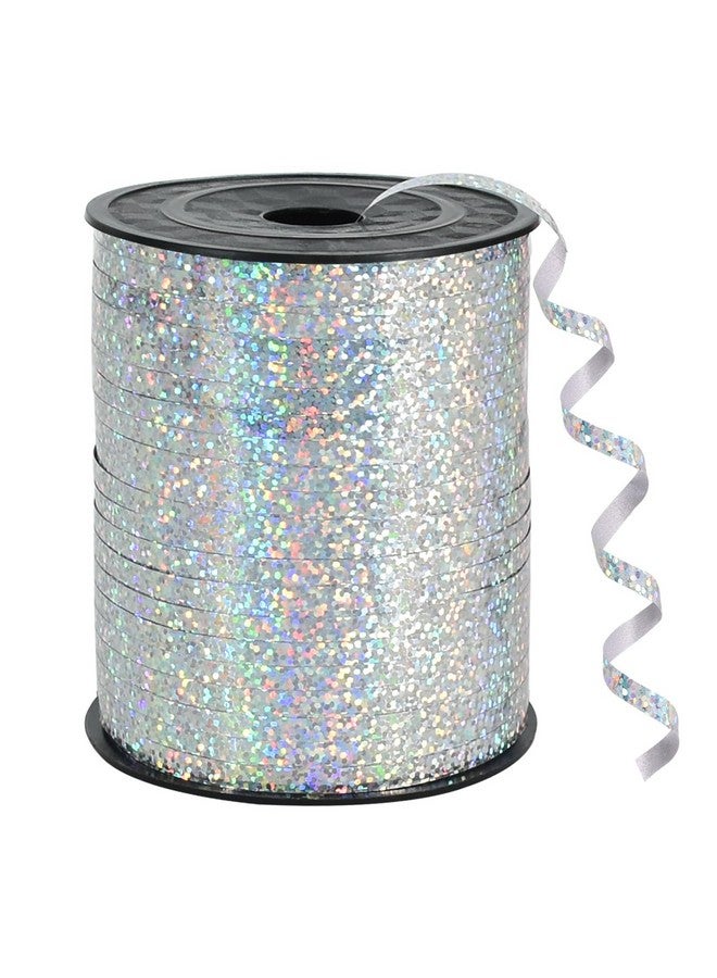 بيشيدا شريط فضي من BEISHIDA بطول 500 ياردة، ملفوف ومُجعّد، خيط بالون لامع، لفة معدنية لتغليف الهدايا، شريط لحفلات أعياد الميلاد والمهرجانات والحرف اليدوية وديكورات الزهور - Image 1