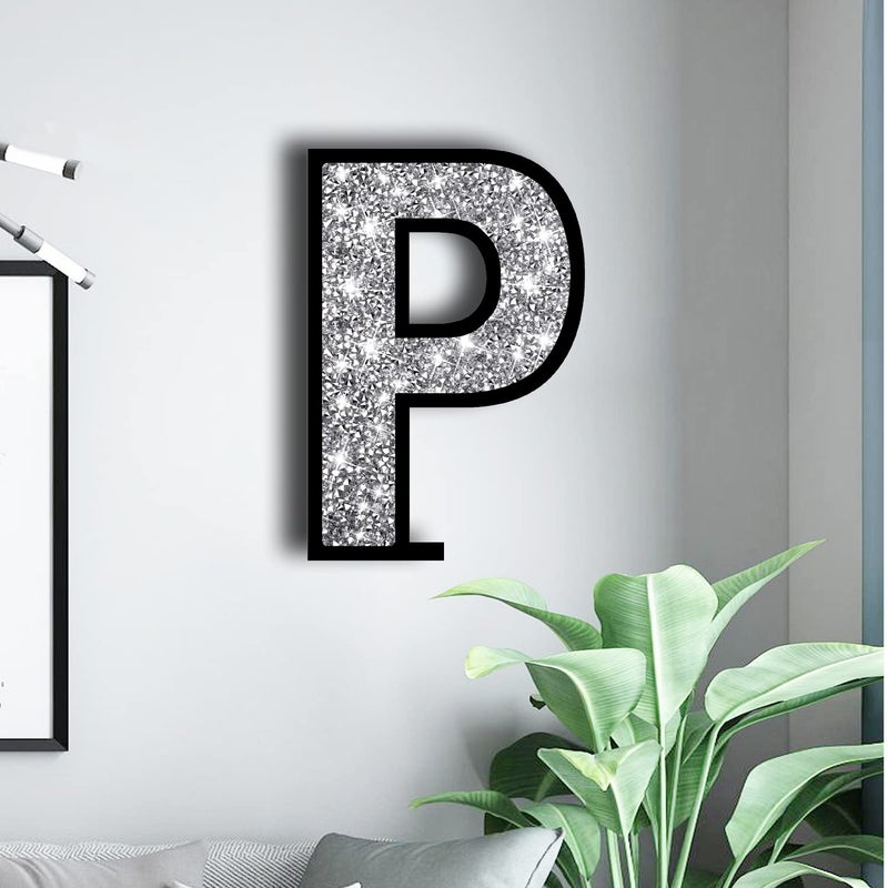 XIHACTY Letters Signs for Home D?cor  Crystal Crushed Diamond Accent Sign for Wall Decor  Black DIY Custom Capital Letters for Decoration on Bar  Desk  Dresser  Party Birthday  Wedding.(P) - Image 2