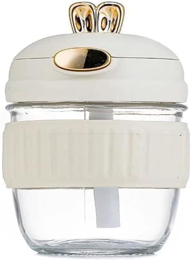 Simple Summer Glass Water Cup Portable Water Cup with Straw Cold Water Cup Tea Cup Drinking Cup Large Capacity Style 400ml (White)