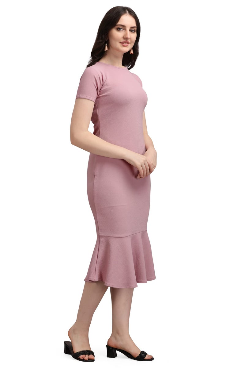 PURVAJA Women's Midi Bodycon Dress (Ruby-006-LV-M_Light Violet_M) - Image 4
