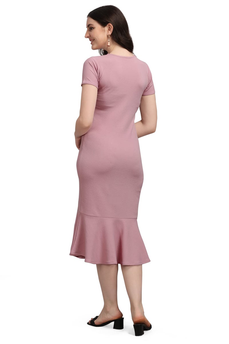 PURVAJA Women's Midi Bodycon Dress (Ruby-006-LV-M_Light Violet_M) - Image 2