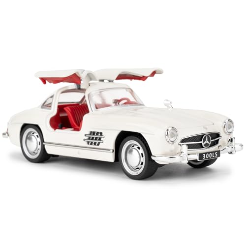 TGRCM-CZ TGRCMCZ 1955 300sl Vintage Car Toy 132 Toy Car with Sound and Light Function Childrens Toy Model with Pullback Function Collectors Quality Model Car Gift for Children White - Image 1
