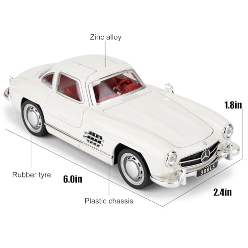 TGRCM-CZ TGRCMCZ 1955 300sl Vintage Car Toy 132 Toy Car with Sound and Light Function Childrens Toy Model with Pullback Function Collectors Quality Model Car Gift for Children White - Image 5