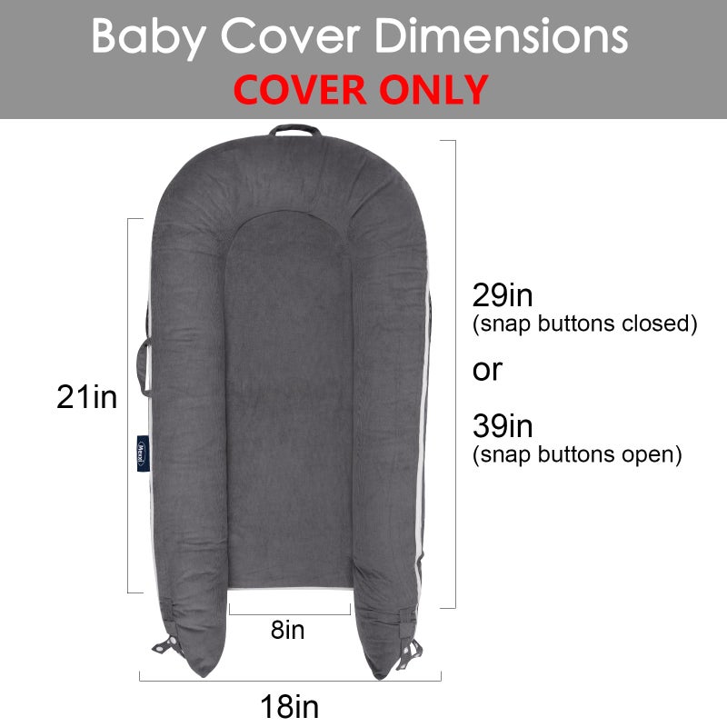 MEXXI Corduroy Baby Nest Cover for Dockatot Deluxe+ Docks | MEXXI Hypoallergenic Cotton Newborn Lounger Cover | (Cover Only) (Charcoal) - Image 2