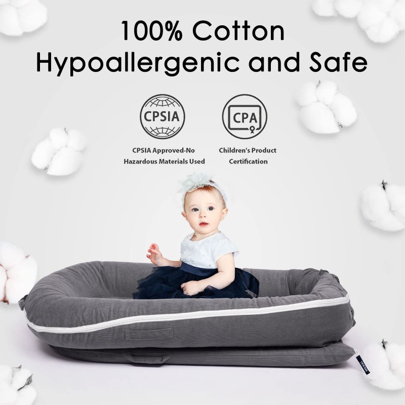 MEXXI Corduroy Baby Nest Cover for Dockatot Deluxe+ Docks | MEXXI Hypoallergenic Cotton Newborn Lounger Cover | (Cover Only) (Charcoal) - Image 3