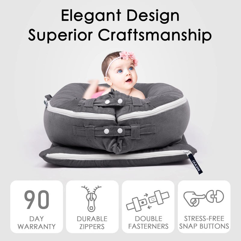 MEXXI Corduroy Baby Nest Cover for Dockatot Deluxe+ Docks | MEXXI Hypoallergenic Cotton Newborn Lounger Cover | (Cover Only) (Charcoal) - Image 5