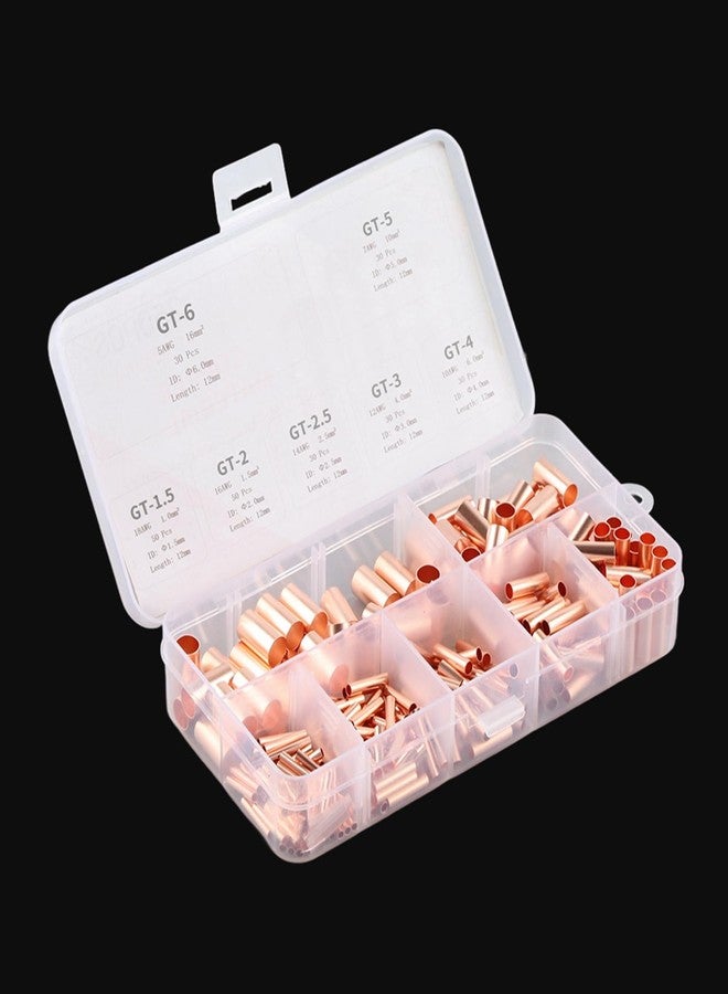 Thincol 250Pcs Straight Copper Coupling Fittings, 7 Values Dia 1.5mm 2mm 2.5mm 3mm 4mm 5mm 6mm/ 12mm Long Metric Cable Crimp Terminal, Refrigerator A/C Tube Connector - Image 4