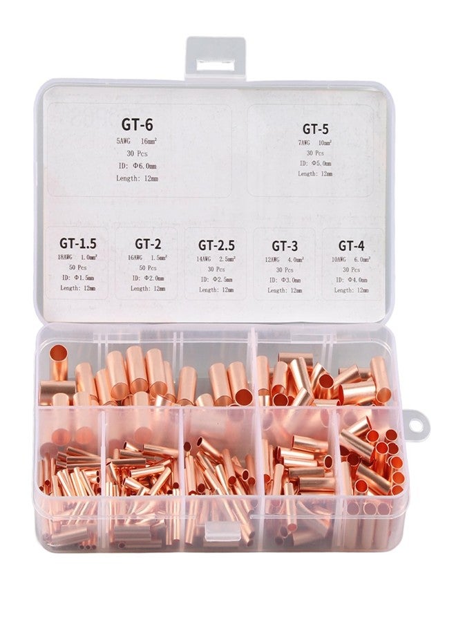 Thincol 250Pcs Straight Copper Coupling Fittings, 7 Values Dia 1.5mm 2mm 2.5mm 3mm 4mm 5mm 6mm/ 12mm Long Metric Cable Crimp Terminal, Refrigerator A/C Tube Connector - Image 1