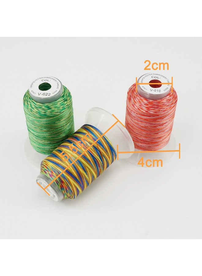 New brothread 12 Colors Variegated Polyester Embroidery Machine Thread Kit 500M (550Y) Each Spool for Brother Janome Babylock Singer Pfaff Bernina Husqvaran Embroidery and Sewing Machines-Assortment1 - Image 3