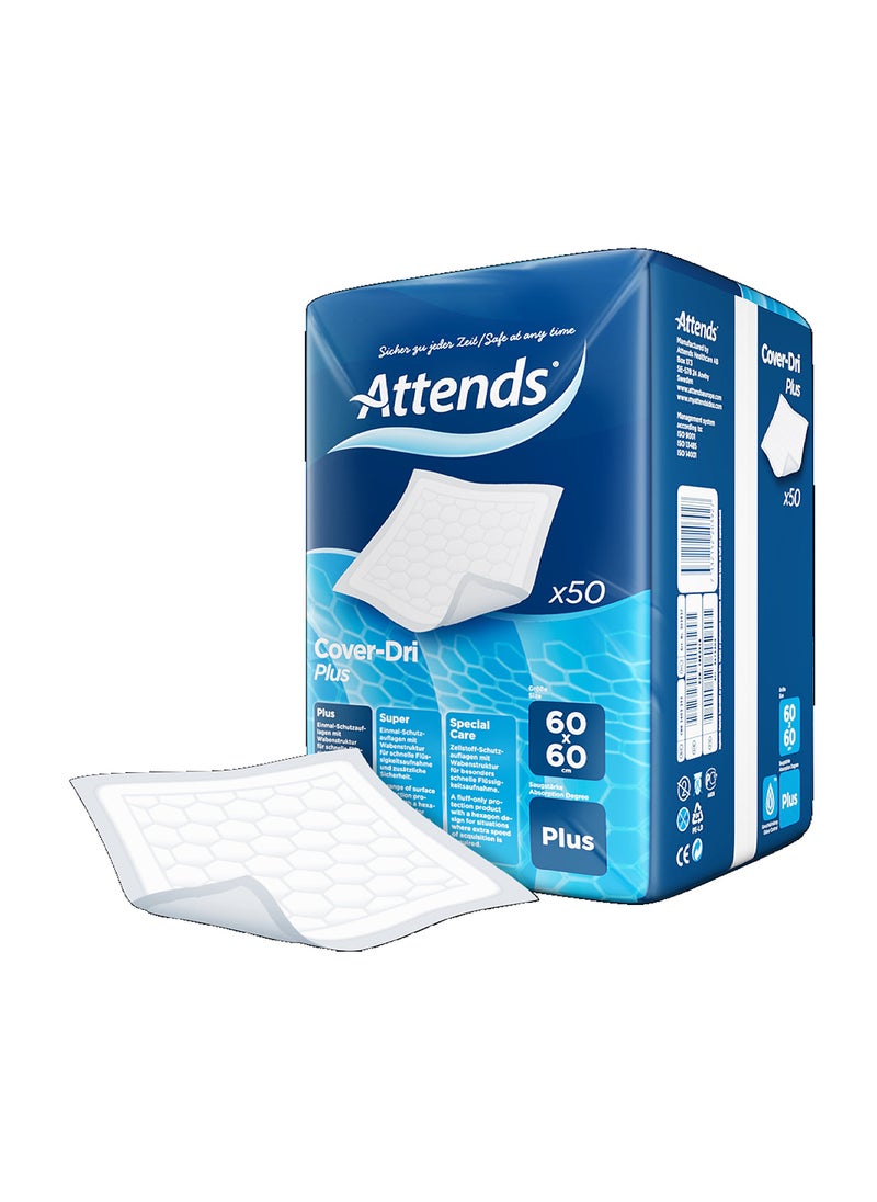 Attends Cover Dri Plus Disposable Bed And Chair Pads, 60 X 60 Cm, Pack Of 50 