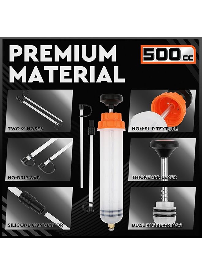 KASTWAVE 500Ml Oil Extractor Pump, Manual Pump Fluid Change Syringe With 304 Stainless Steel & Abs, Portable Fluid Transfer Tool For Automotive/Industrial Use (1 Pack) - Image 5