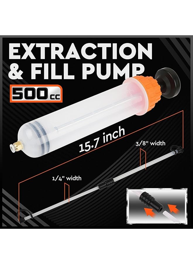 KASTWAVE 500Ml Oil Extractor Pump, Manual Pump Fluid Change Syringe With 304 Stainless Steel & Abs, Portable Fluid Transfer Tool For Automotive/Industrial Use (1 Pack) - Image 3