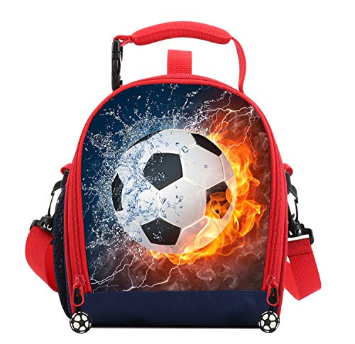 7-Mi 7Mi Kids Lunch Box For Boys Resuable Insulated Thermal Boys Lunch Bags With Shoulder Strap Lunch Box Sandwich Snack 3D Football Lunch Bags For Kids - Image 1