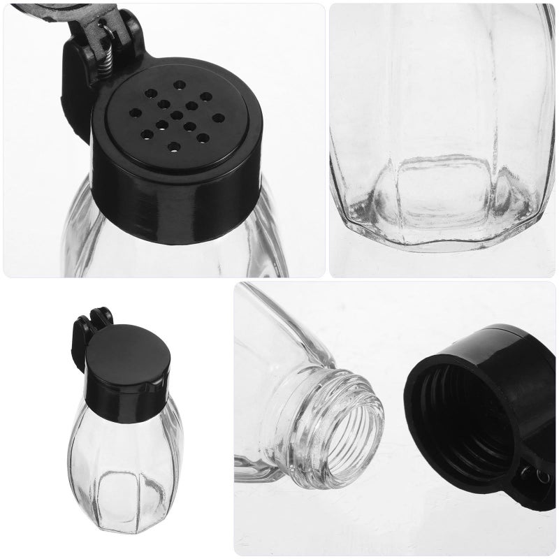Airtight Glass Spice Jars 5pcs Small Kitchen Storage Containers with Black Lids - Image 4