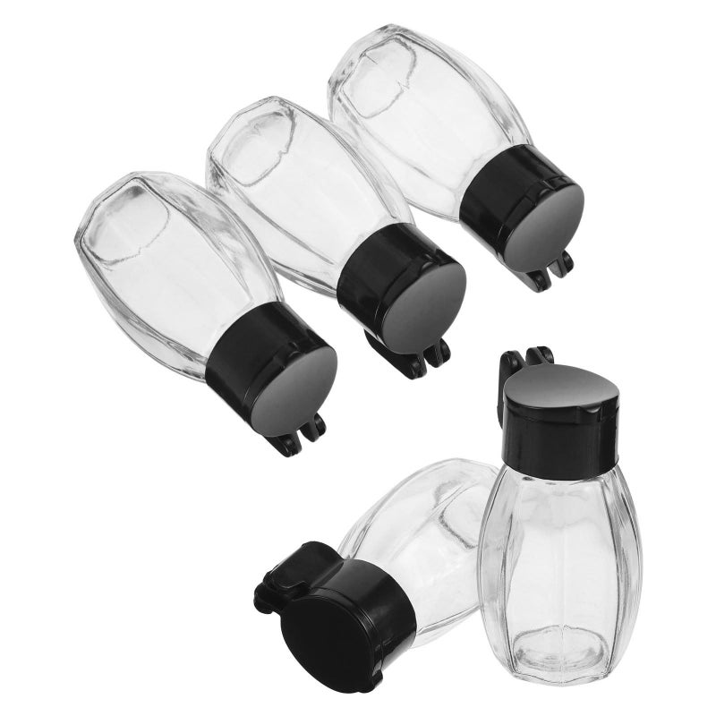 Airtight Glass Spice Jars 5pcs Small Kitchen Storage Containers with Black Lids - Image 2