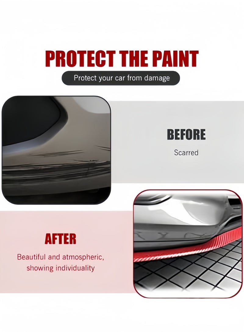 1PC Car Front Bumper Lip Carbon Fiber Front Lip Anti-Collision Rubber Strips Front Lip Spoiler Waterproof Protection Universal Auto Parts Fit for Most Cars & Suvs - Image 4