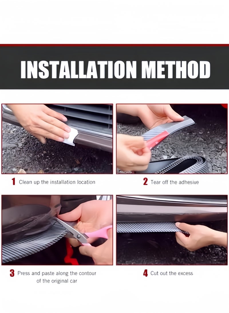 1PC Car Front Bumper Lip Carbon Fiber Front Lip Anti-Collision Rubber Strips Front Lip Spoiler Waterproof Protection Universal Auto Parts Fit for Most Cars & Suvs - Image 3