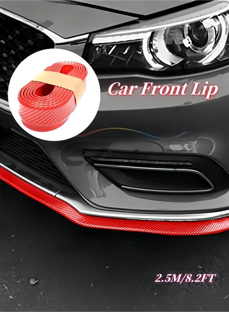 1PC Car Front Bumper Lip Carbon Fiber Front Lip Anti-Collision Rubber Strips Front Lip Spoiler Waterproof Protection Universal Auto Parts Fit for Most Cars & Suvs - Image 1