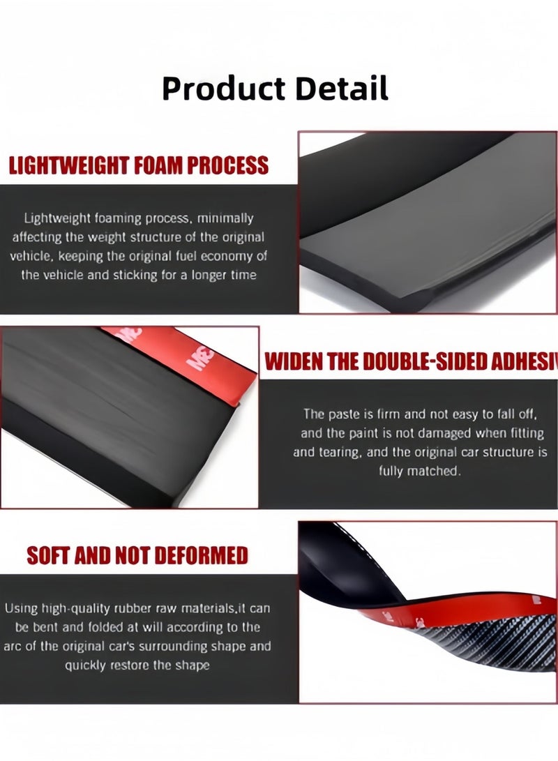 1PC Car Front Bumper Lip Carbon Fiber Front Lip Anti-Collision Rubber Strips Front Lip Spoiler Waterproof Protection Universal Auto Parts Fit for Most Cars & Suvs - Image 2