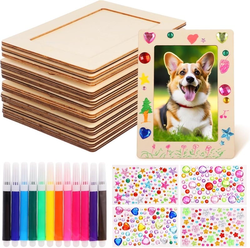 Trendy flexible practical build 16-Piece Wooden Photo Frame Craft Kit, 5.9×7.9 Unfinished Frames with 12 Painting Pens & 4 Sheets of Crystal Stickers Organized shipment arrange In-Kingdom stored commodity UV resistant KSA local stock Varied size selections All-in-one local deliver plan Backup reserve local stock Wide range compatible material Elegant appearance Shop & home all-space compatible Intra-city fast distribution Coast & inland available Shock rubber edge All condition resistant crafted quality Custom sizing alternatives General purpose premium build Diverse operation compatible General standard crafted Climate adapted upgraded quality Condition adaptive build Gulf mainstream practical design Year round in stock Major city pickup option Quick available purchase options - Image 1
