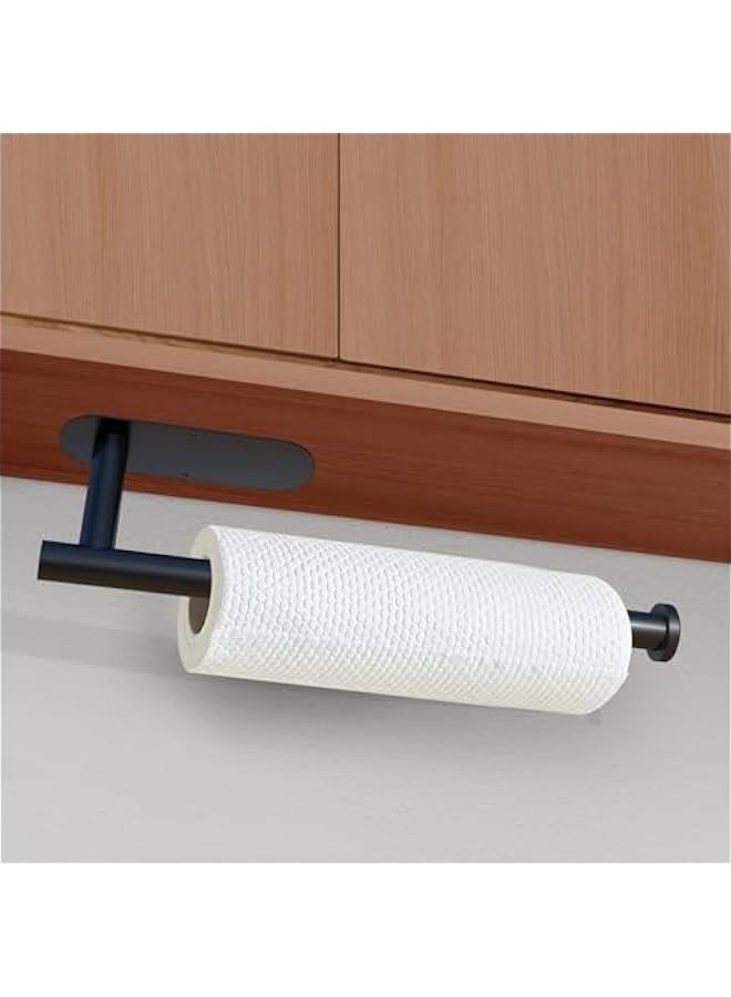هوكور حامل مناشف ورقية يثبت على الحائط تحت الخزانة من توريسيك، حامل مناشف ورقية ذاتي اللصق، رف مناشف ورقية، ستانلس ستيل SUS304 13 انش (اسود) - Image 3